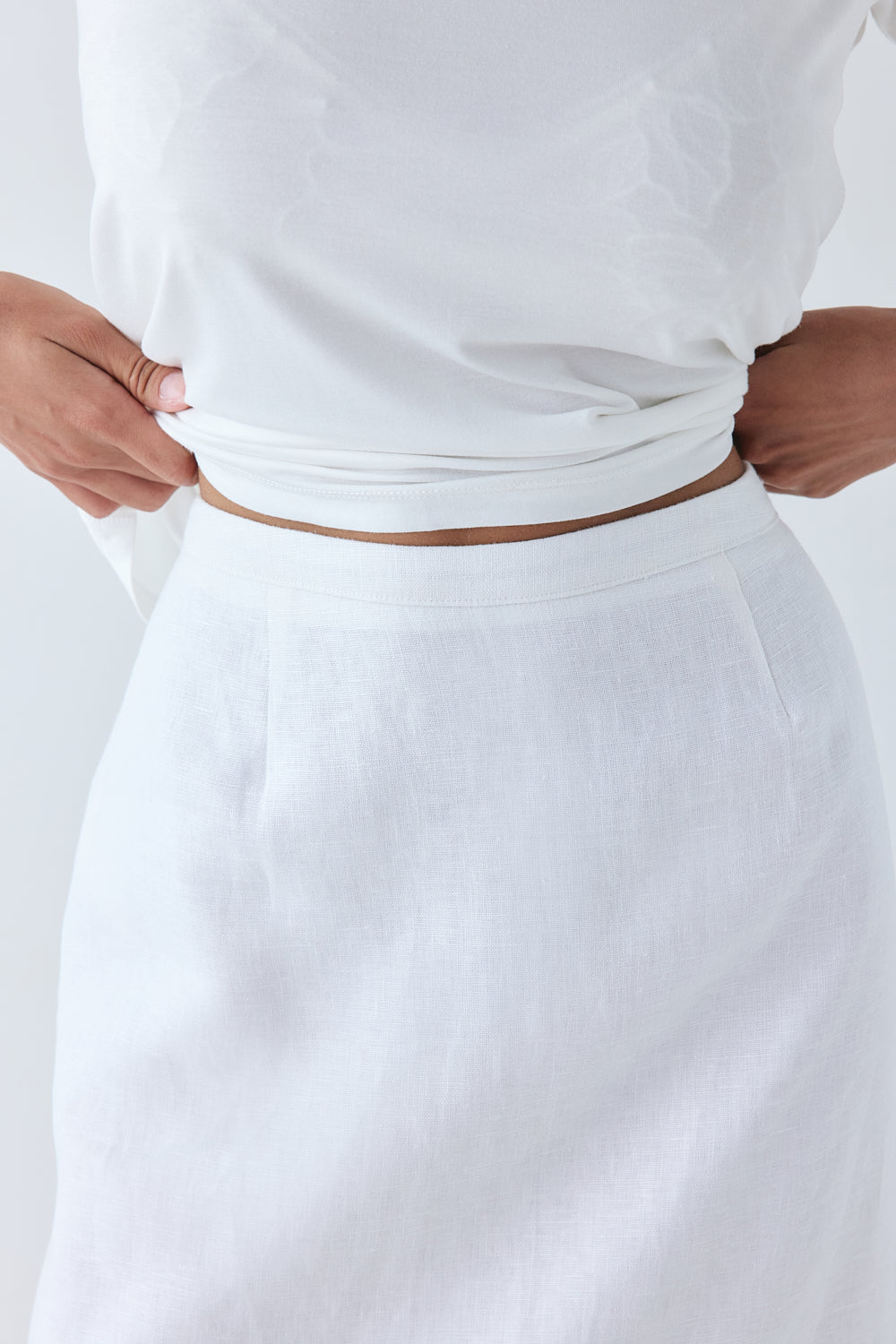 Violette Linen Midi Skirt White | VRG GRL discount
