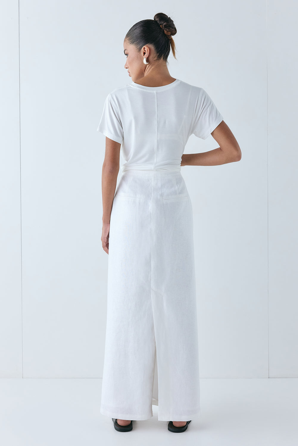 Violette Linen Midi Skirt White | VRG GRL discount
