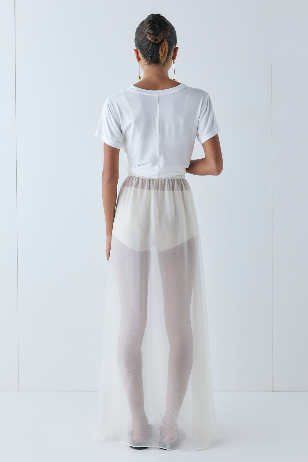 Laine Sheer Maxi Skirt Cream | VRG GRL near me