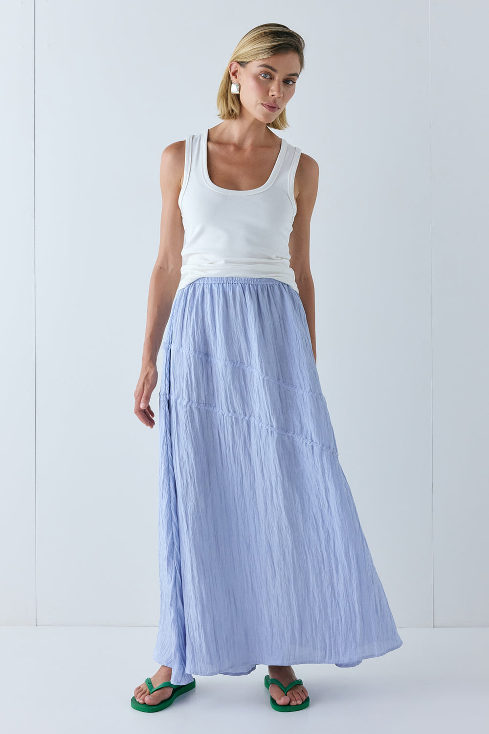 Elise Midi Skirt Crinkle Blue | VRG GRL online