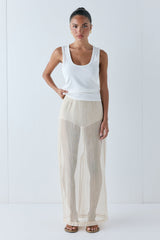 Devyn Sheer Midi Skirt Ecru | VRG GRL for sale