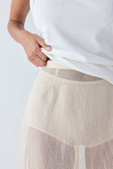 Devyn Sheer Midi Skirt Ecru | VRG GRL for sale