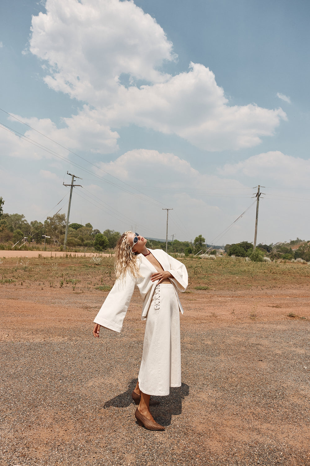 Eve Denim Midi Skirt Cream | VRG GRL on sale