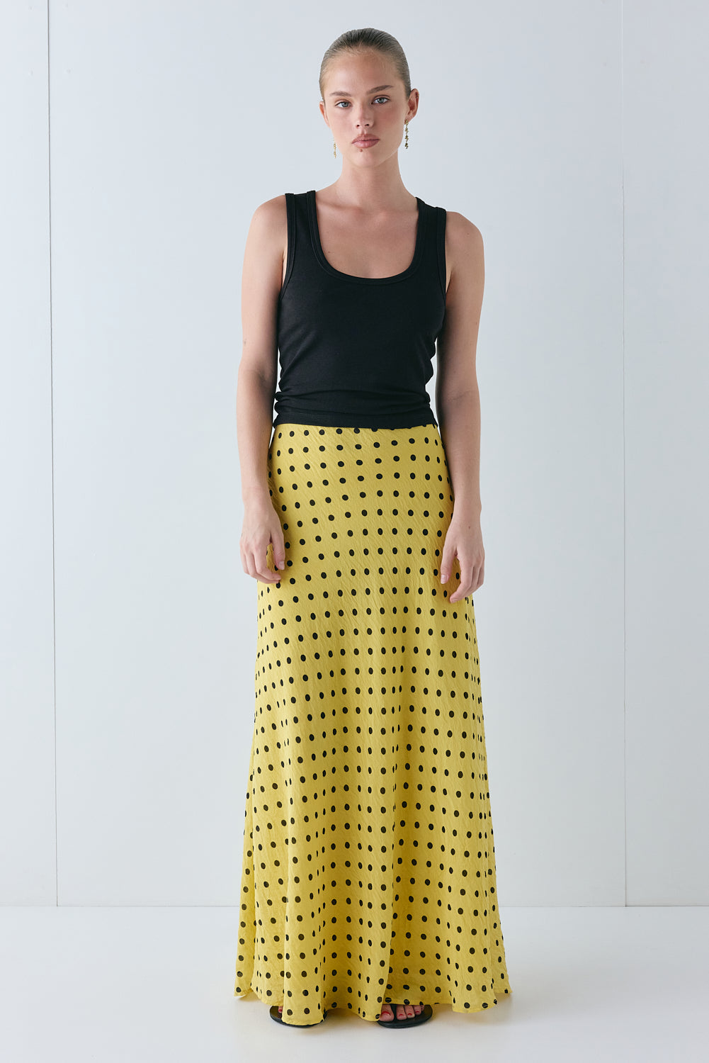 Frankie Maxi Skirt Yellow Polka Dot | VRG GRL US