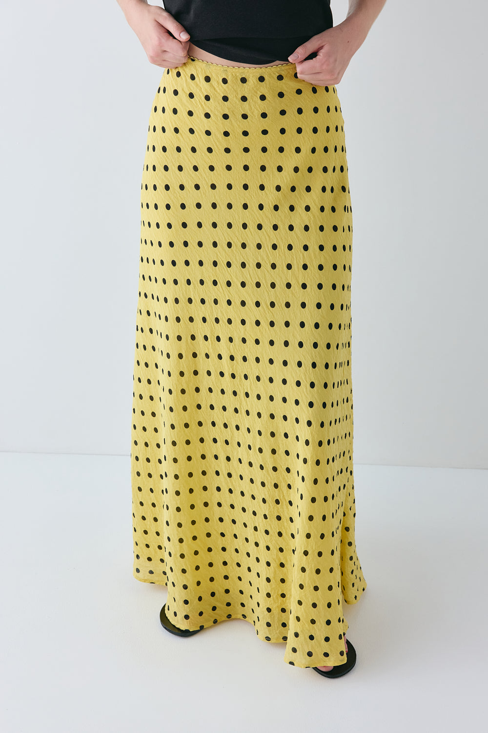 Frankie Maxi Skirt Yellow Polka Dot | VRG GRL US