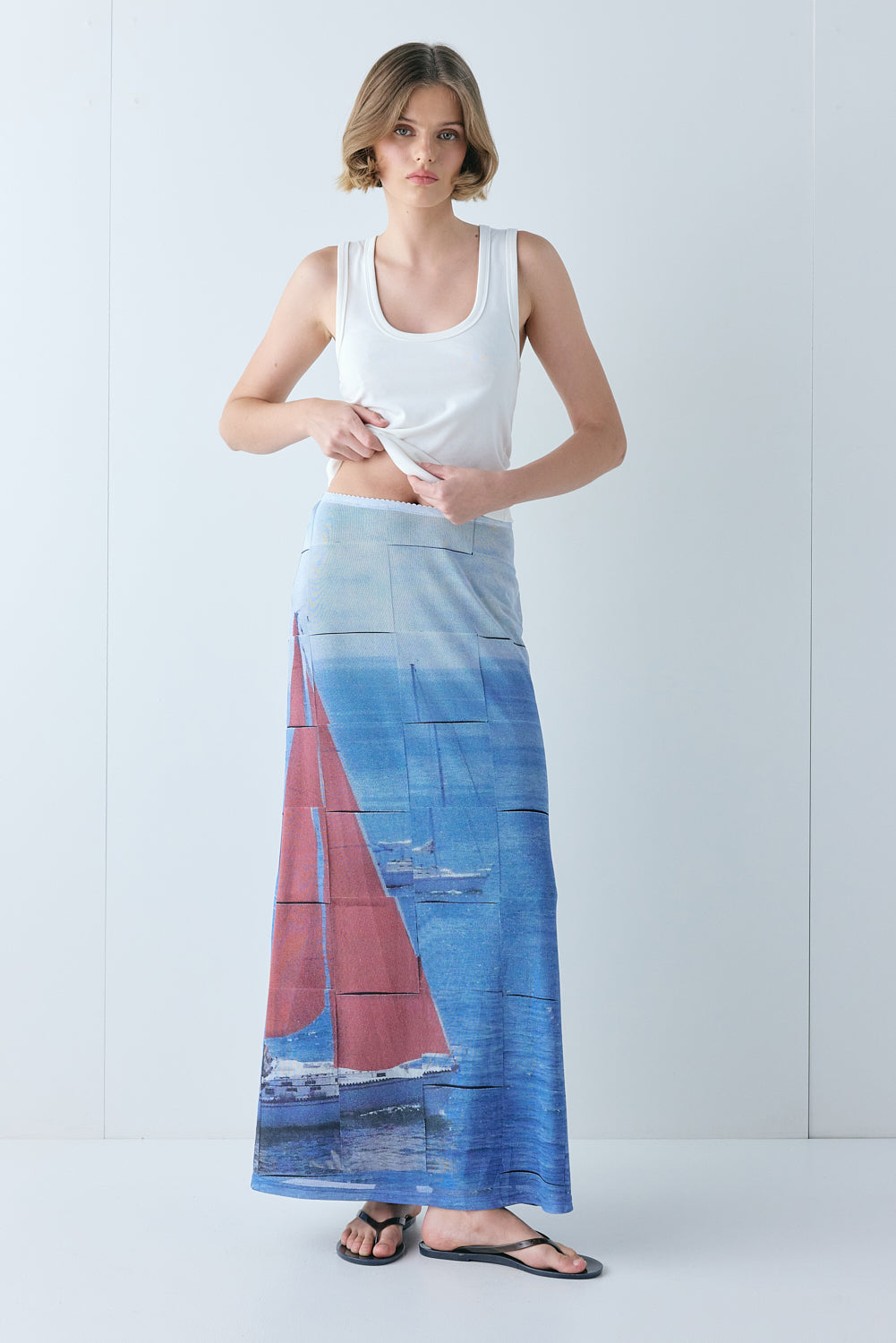 Elara Mesh Maxi Skirt Sail | VRG GRL discount