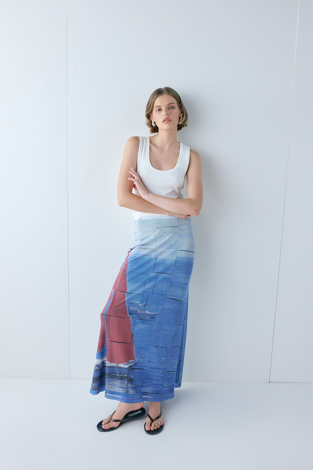 Elara Mesh Maxi Skirt Sail | VRG GRL discount