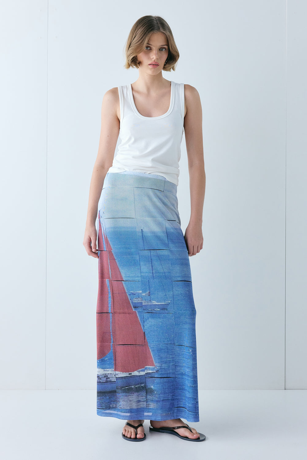 Elara Mesh Maxi Skirt Sail | VRG GRL discount