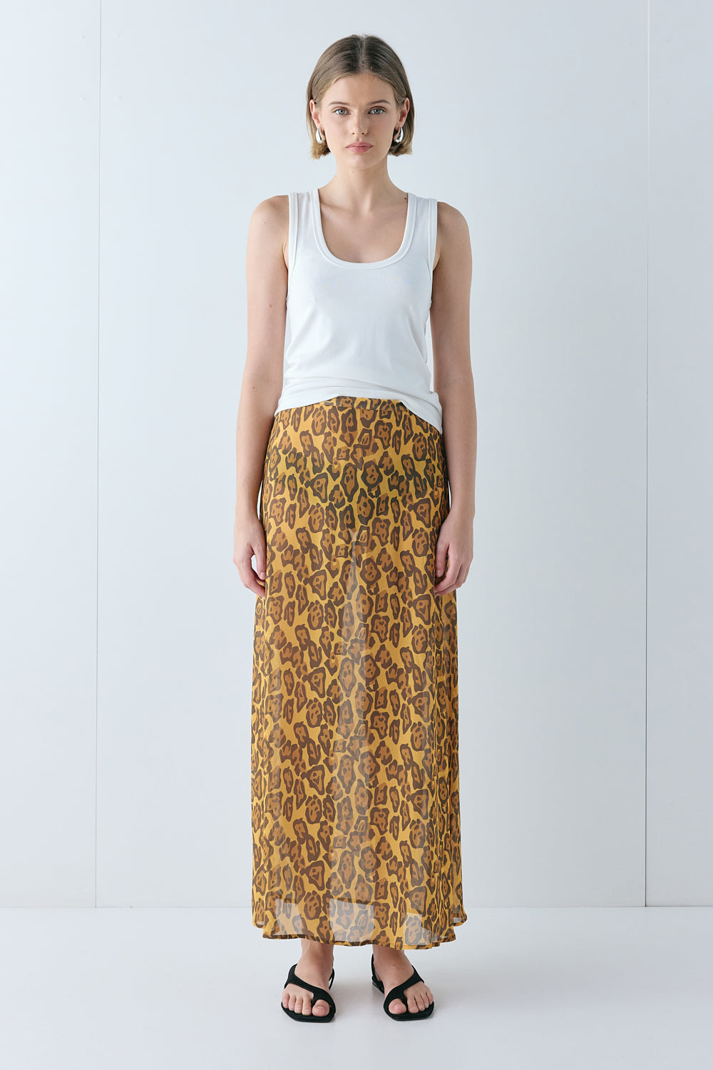Vilma Sheer Maxi Skirt Leopard | VRG GRL online