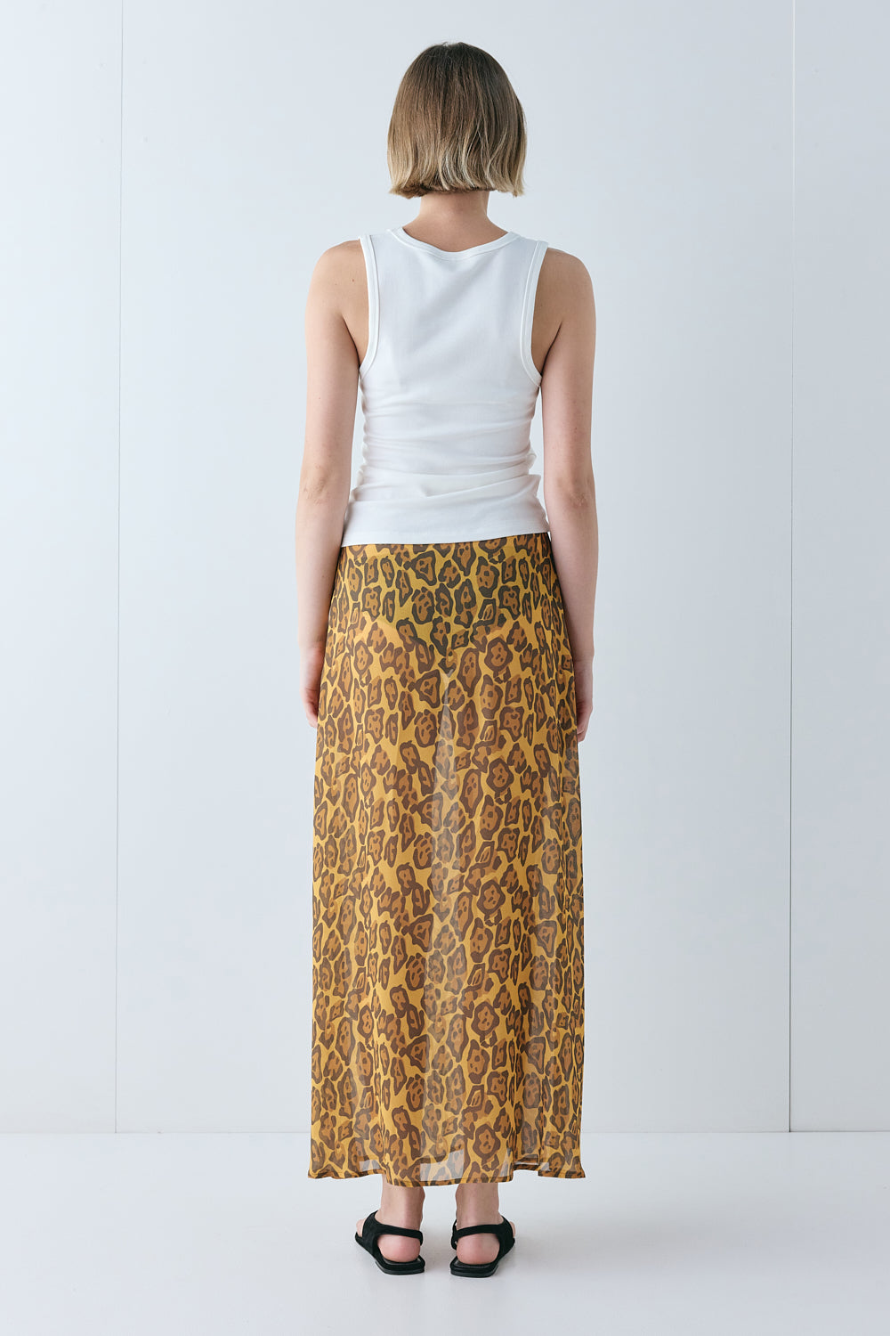 Vilma Sheer Maxi Skirt Leopard | VRG GRL online