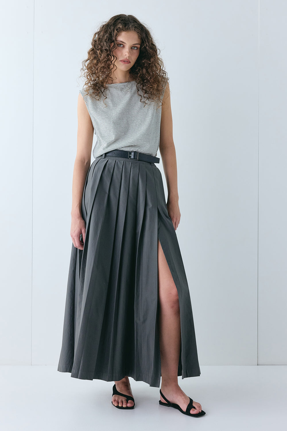 Delphi Maxi Skirt Charcoal | VRG GRL sale