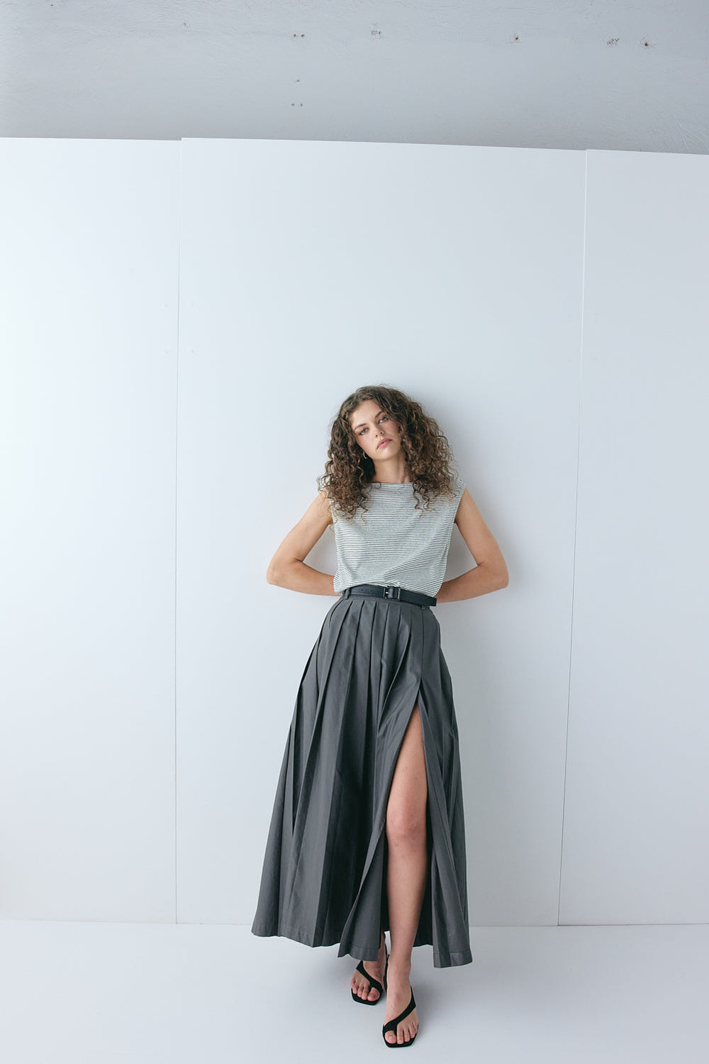 Delphi Maxi Skirt Charcoal | VRG GRL sale