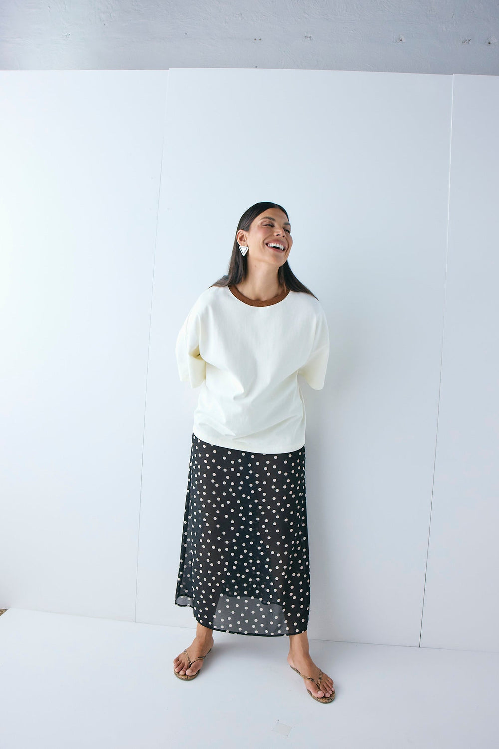 Vilma Sheer Maxi Skirt Black Polka Dot | VRG GRL on sale