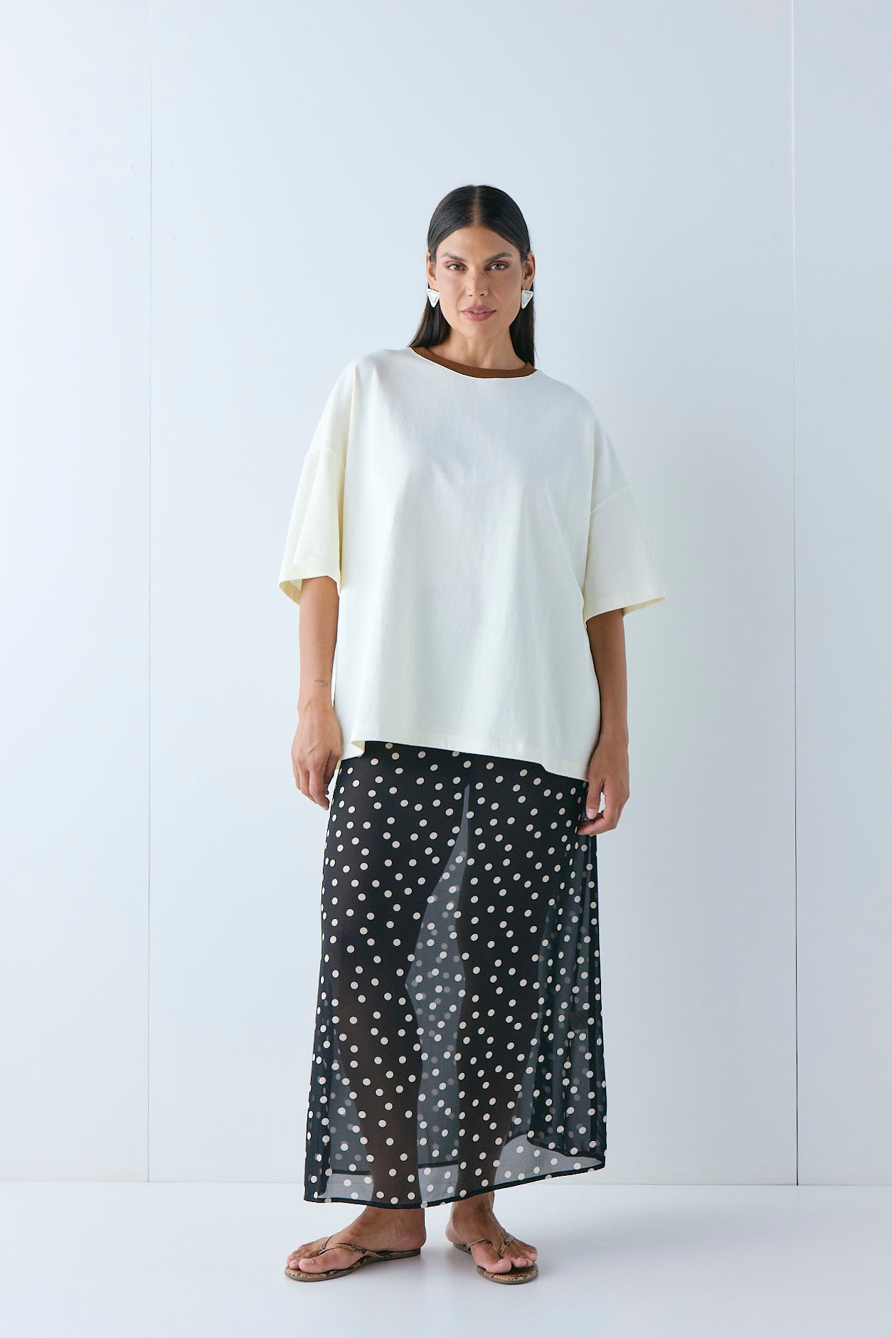 Vilma Sheer Maxi Skirt Black Polka Dot | VRG GRL on sale