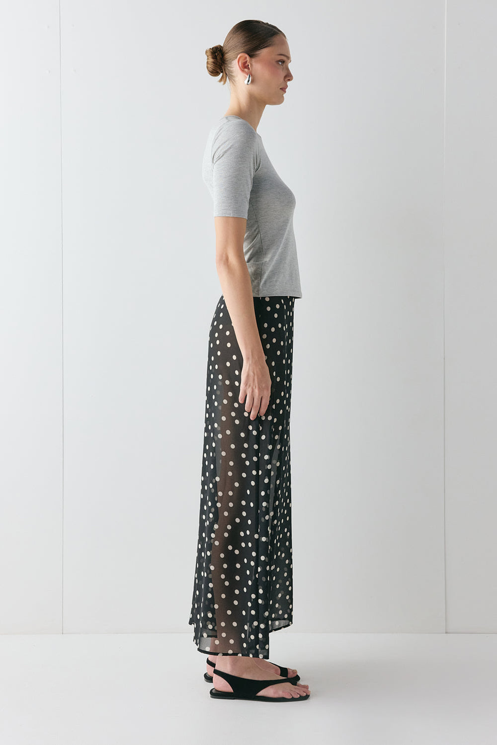 Vilma Sheer Maxi Skirt Black Polka Dot | VRG GRL on sale