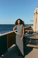 Tamsin Maxi Skirt Navy Stripe | VRG GRL US