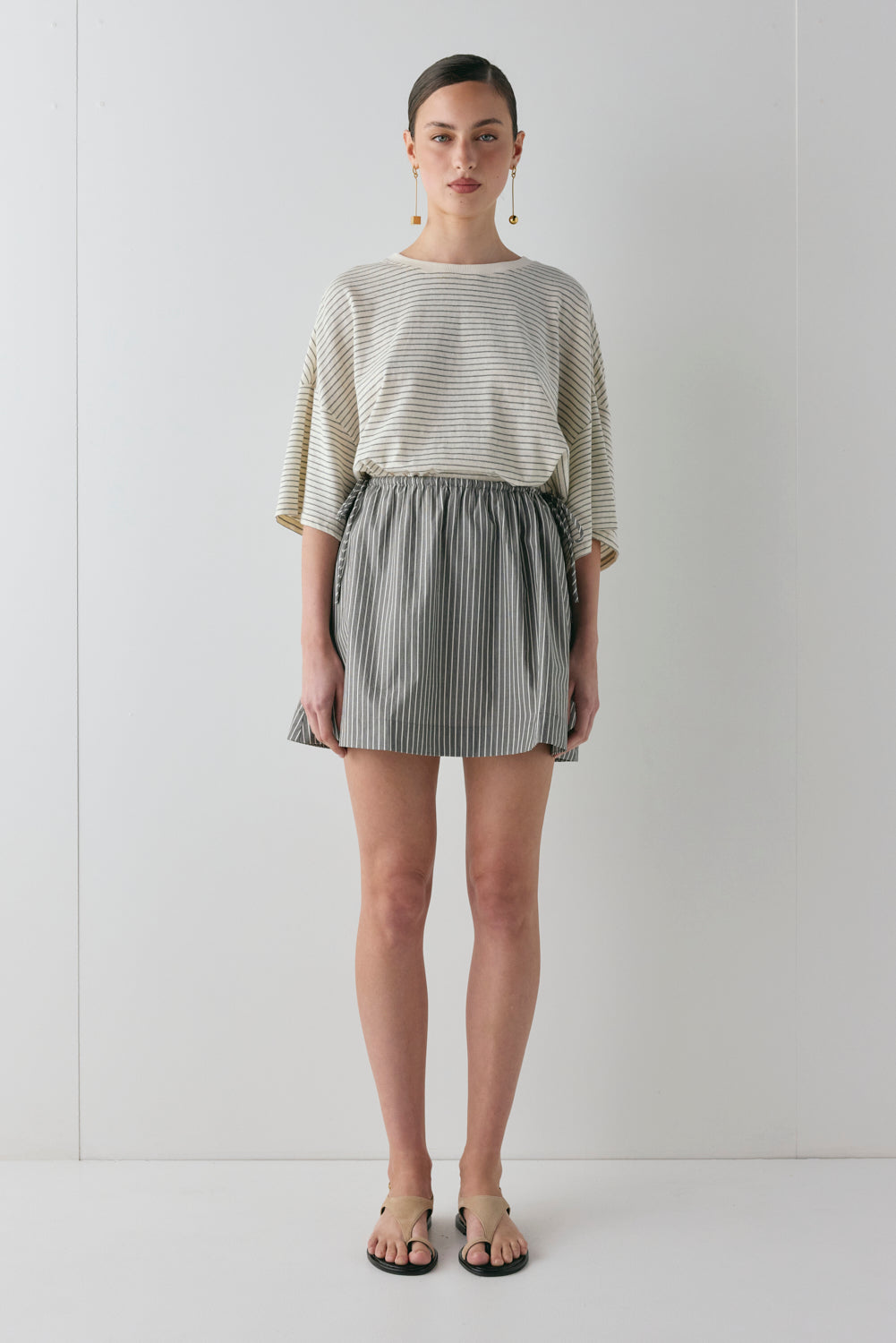 Hope Mini Skirt Charcoal Stripe | VRG GRL online