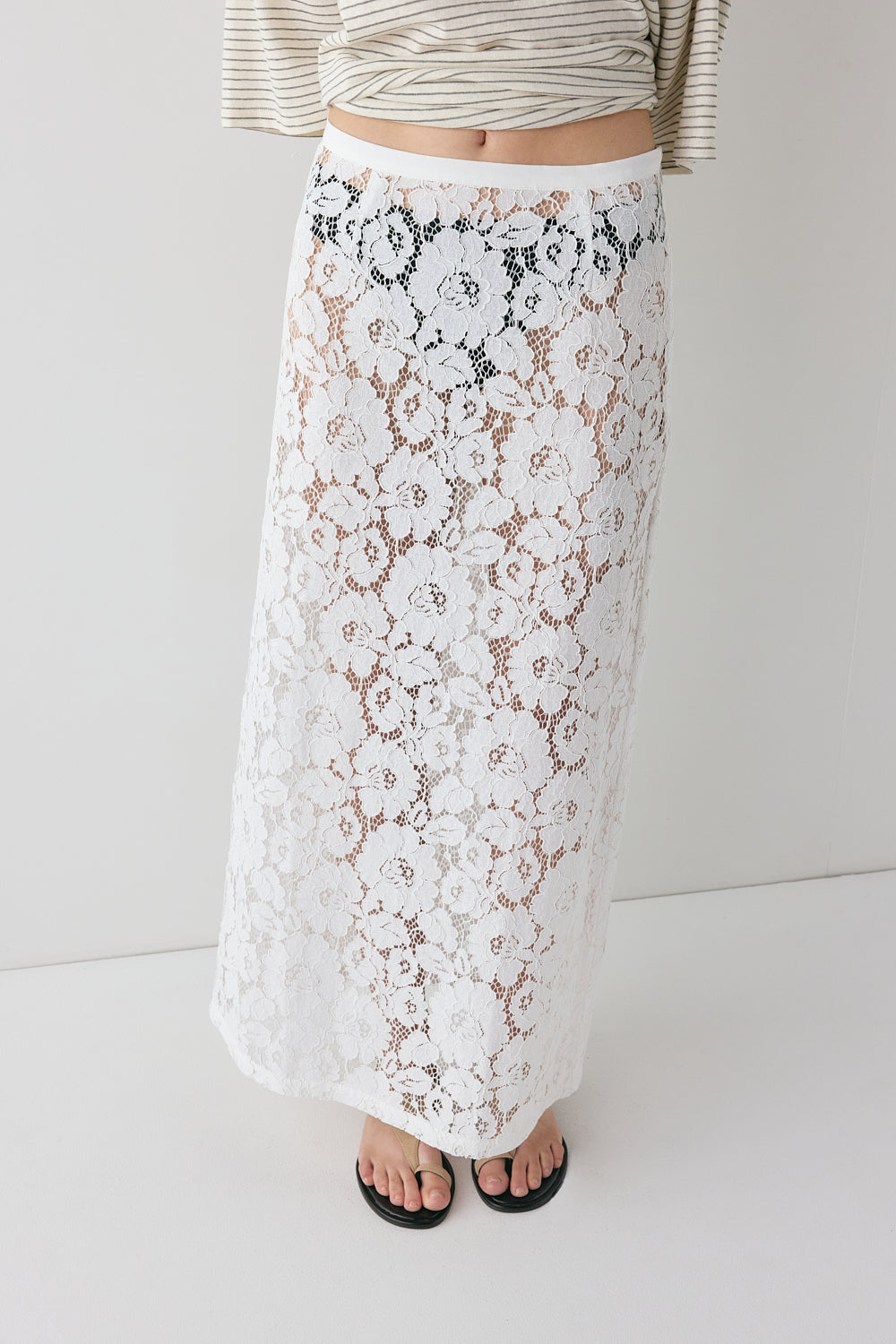 Devyn Lace Midi Skirt White | VRG GRL for sale