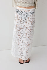 Devyn Lace Midi Skirt White | VRG GRL for sale