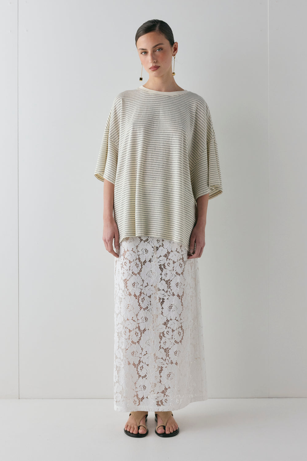 Devyn Lace Midi Skirt White | VRG GRL for sale