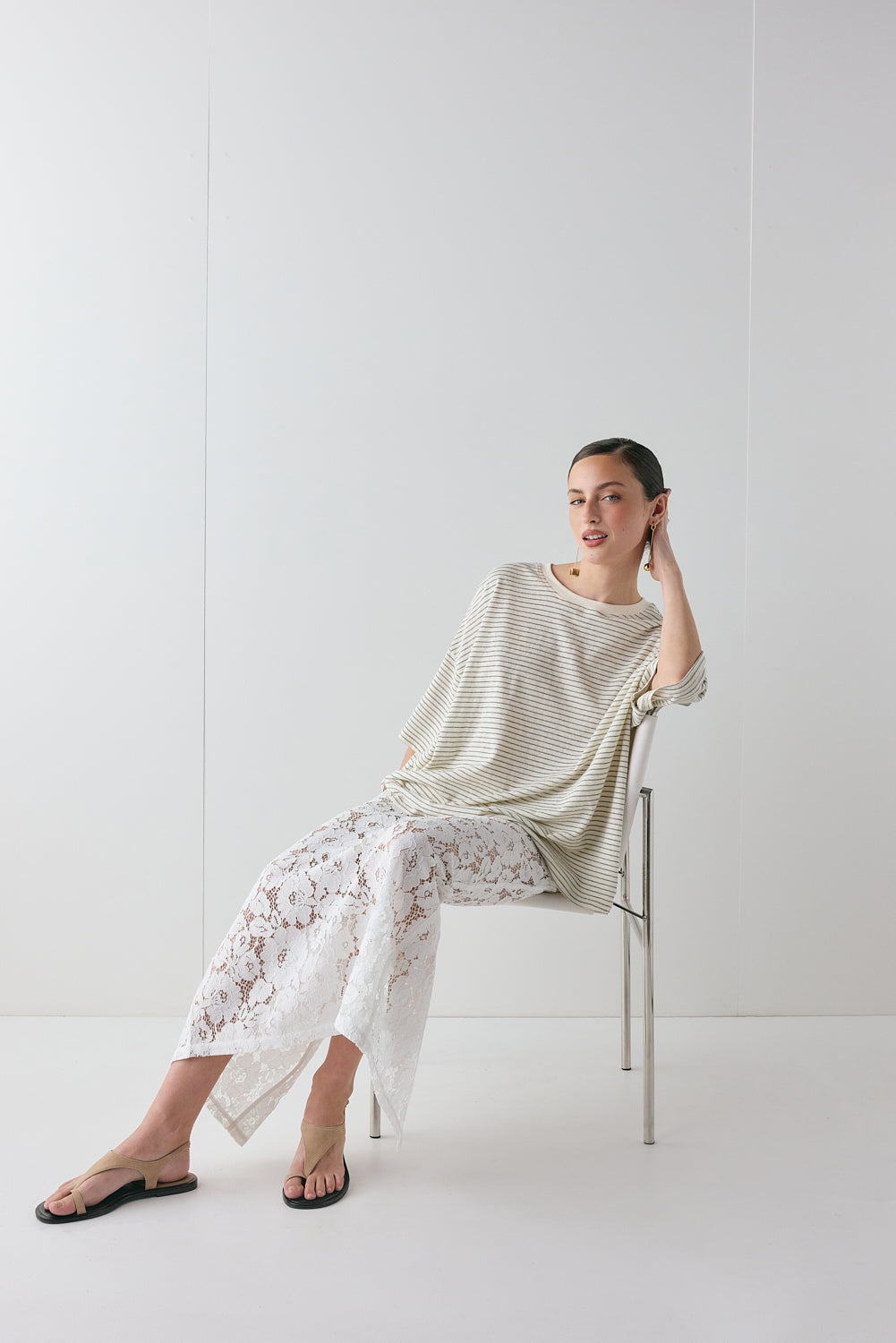 Devyn Lace Midi Skirt White | VRG GRL for sale