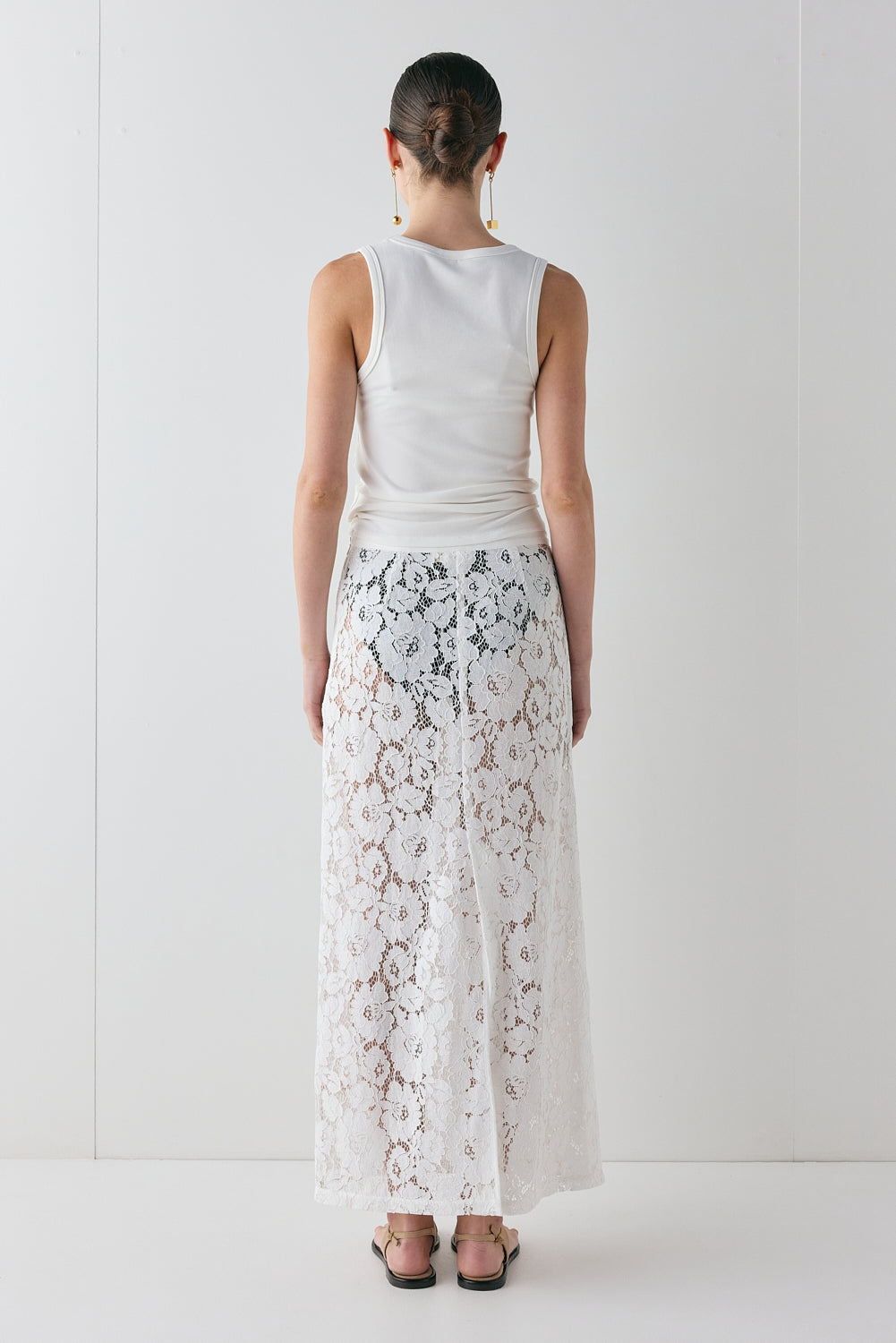 Devyn Lace Midi Skirt White | VRG GRL for sale