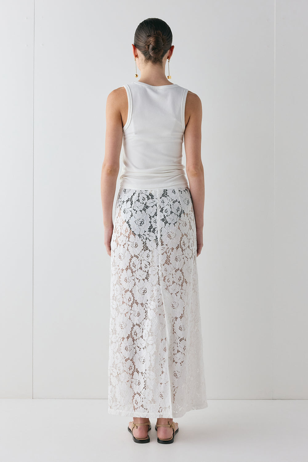 Devyn Lace Midi Skirt White | VRG GRL for sale