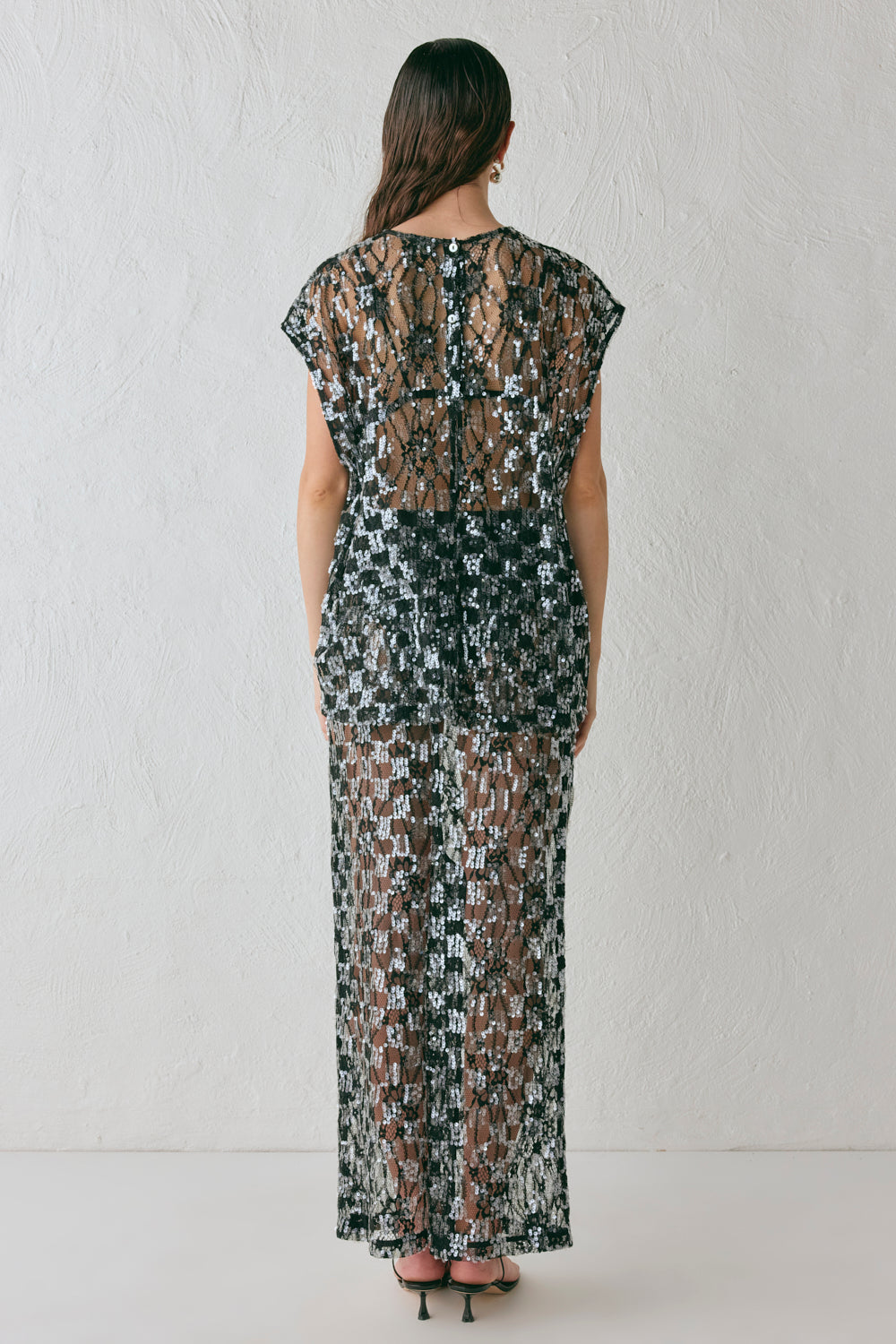 Devyn Sequin Midi Skirt Black | VRG GRL on sale