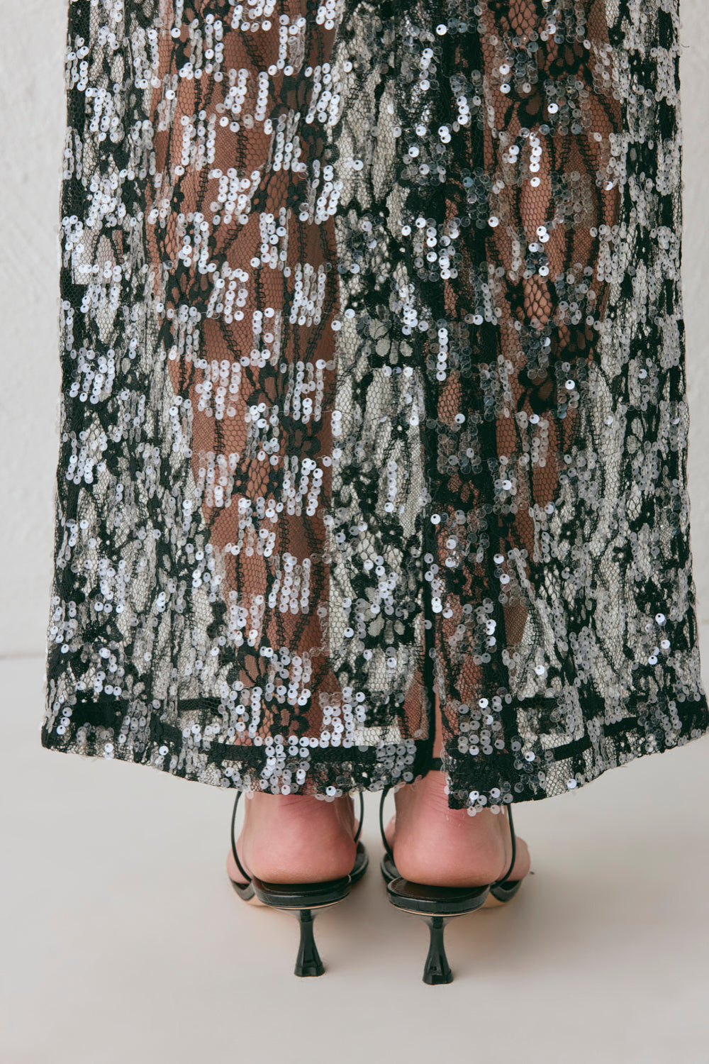 Devyn Sequin Midi Skirt Black | VRG GRL on sale