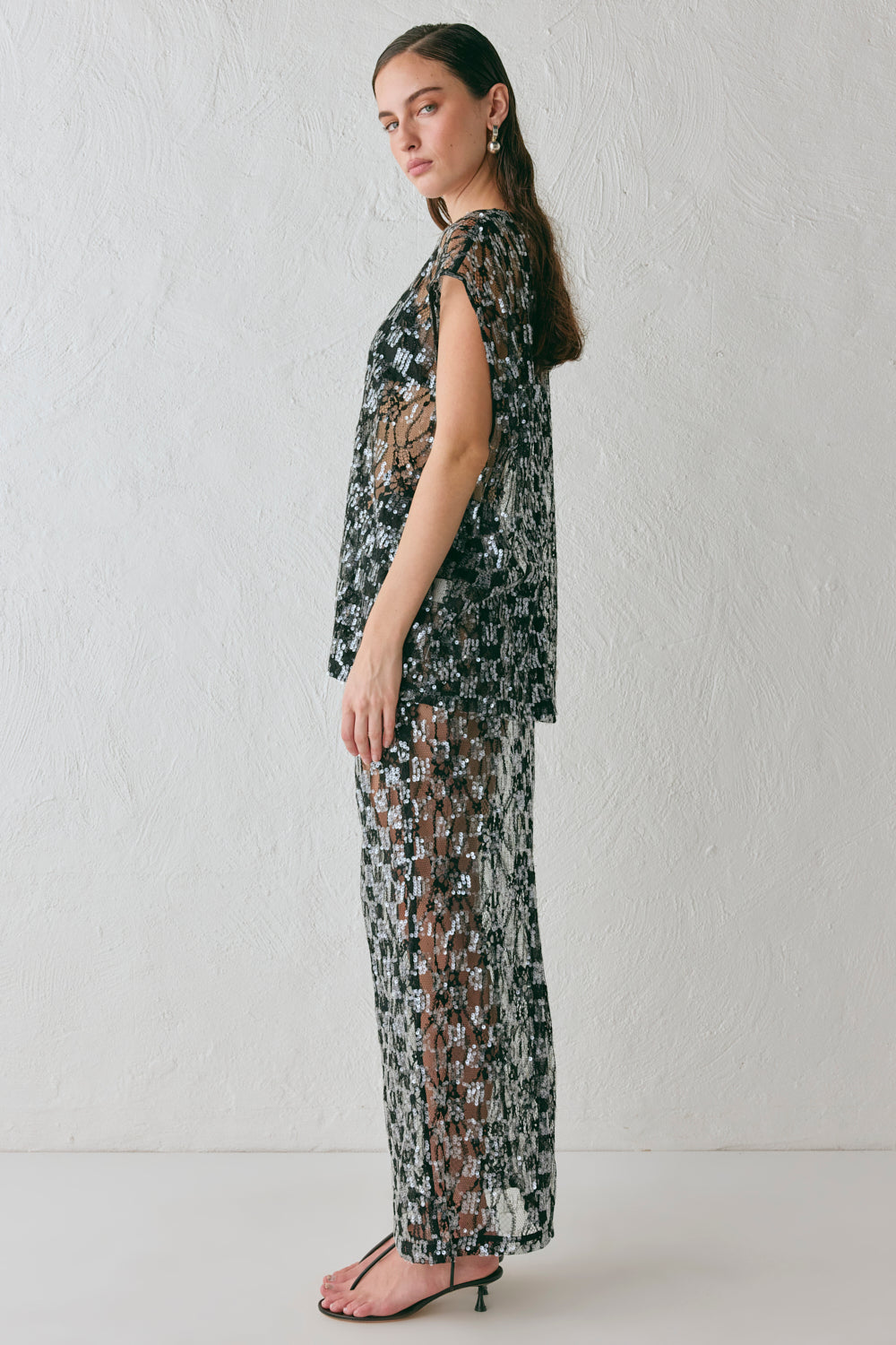 Devyn Sequin Midi Skirt Black | VRG GRL on sale