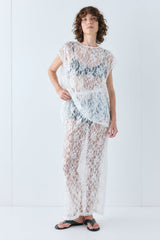Devyn Sequin Midi Skirt White | VRG GRL US