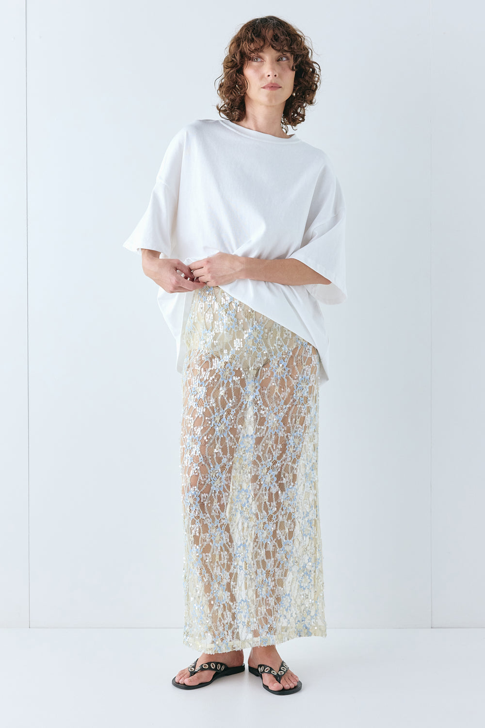 Devyn Sequin Midi Skirt Lace | VRG GRL discount