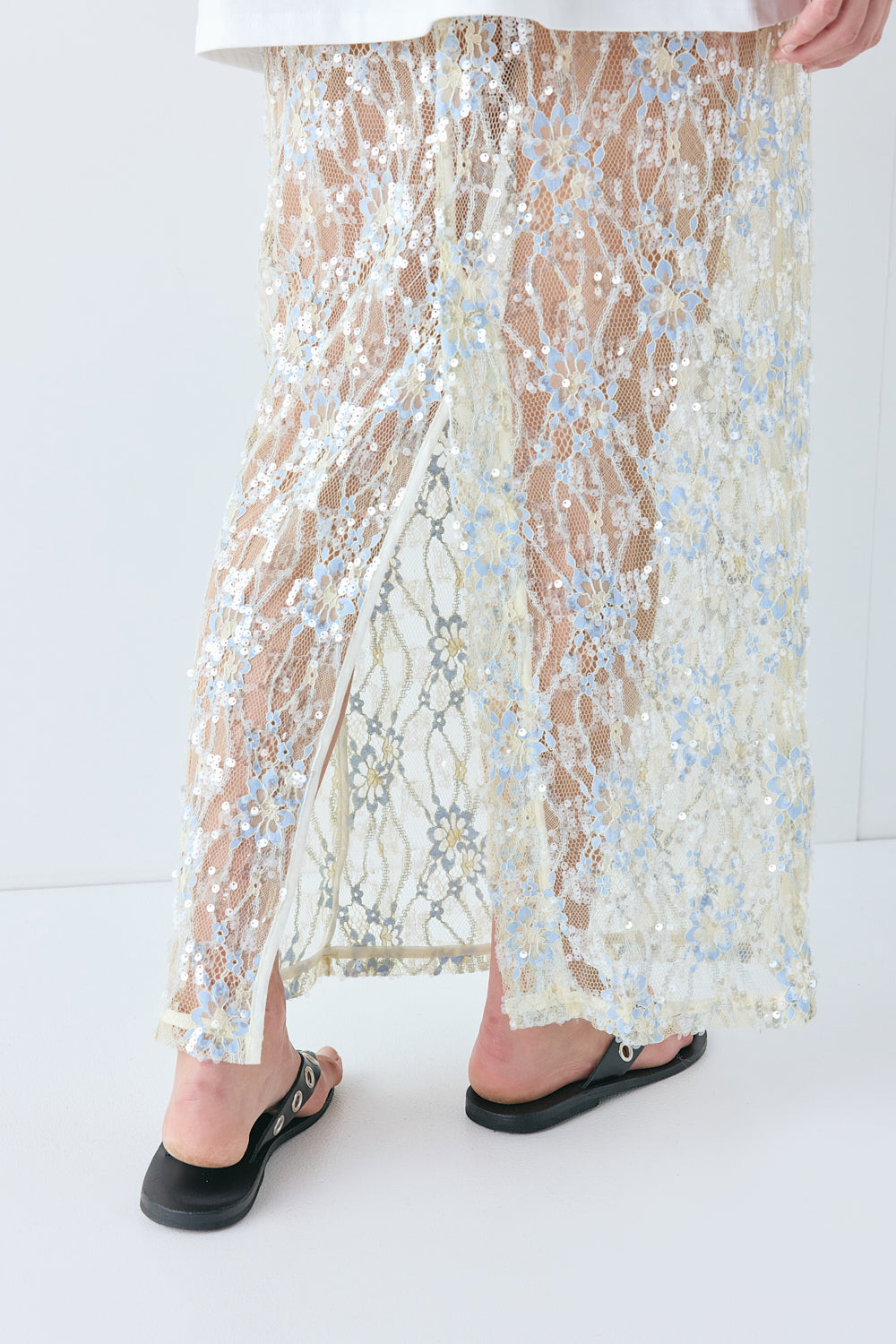 Devyn Sequin Midi Skirt Lace | VRG GRL discount
