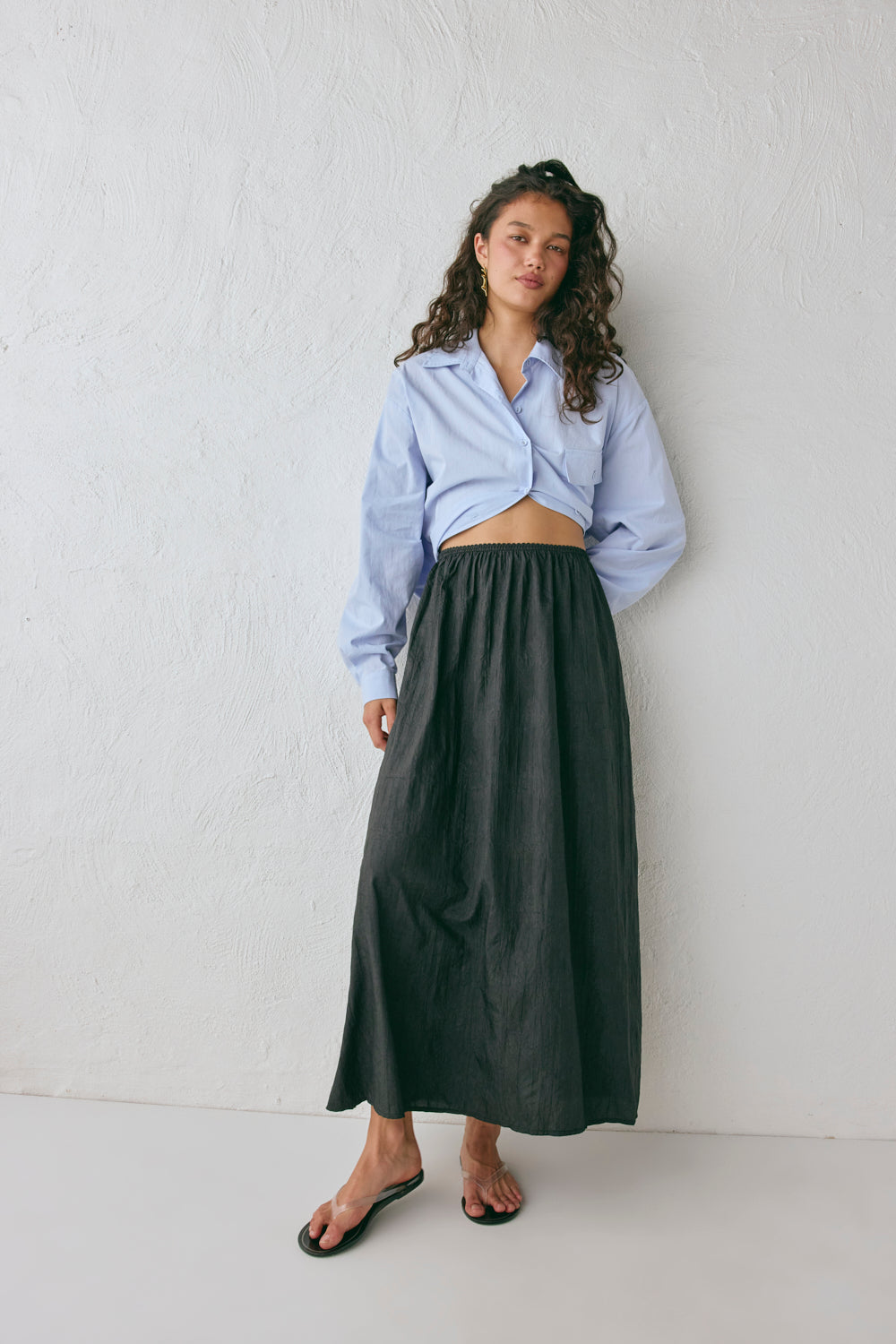Solara Midi Skirt Black | VRG GRL sale