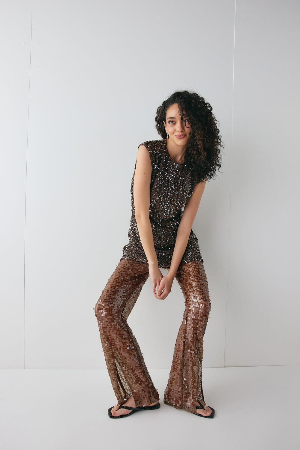 Eden Sequin Pants Brown | VRG GRL near me