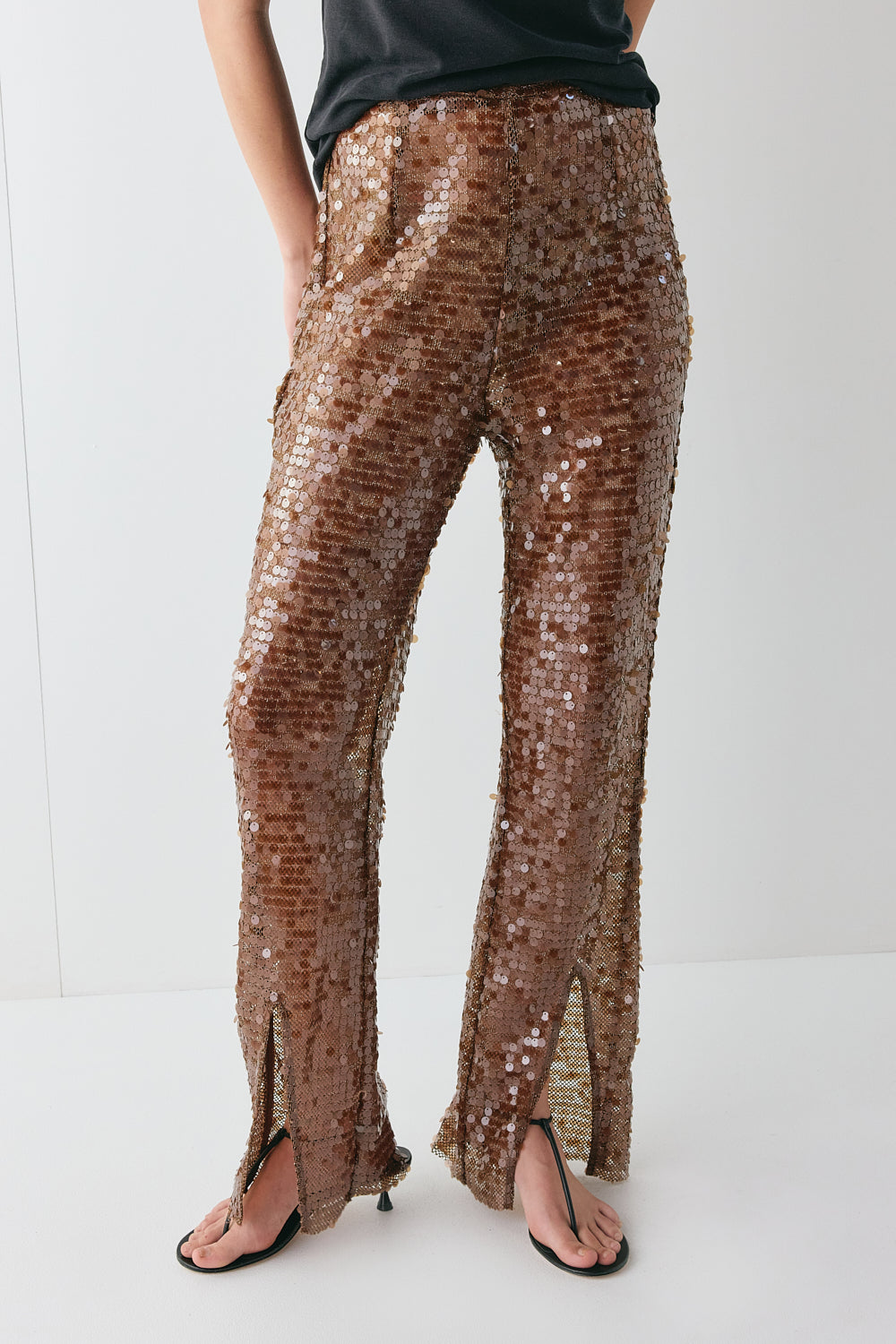 Eden Sequin Pants Brown | VRG GRL near me