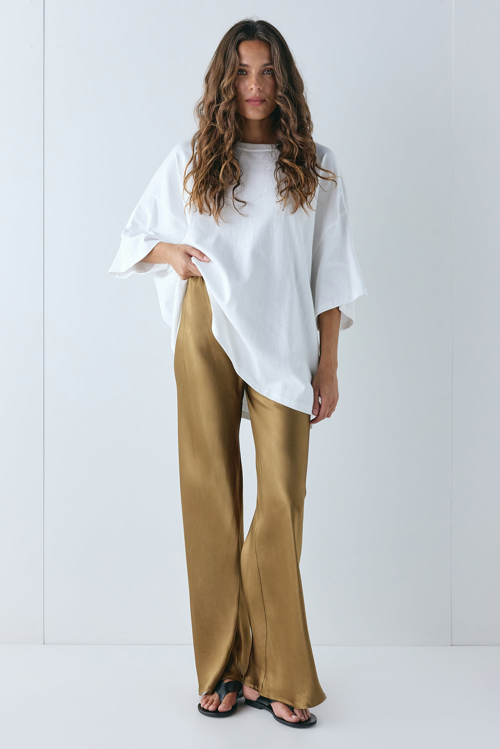 Rae Satin Pants Copper | VRG GRL on sale