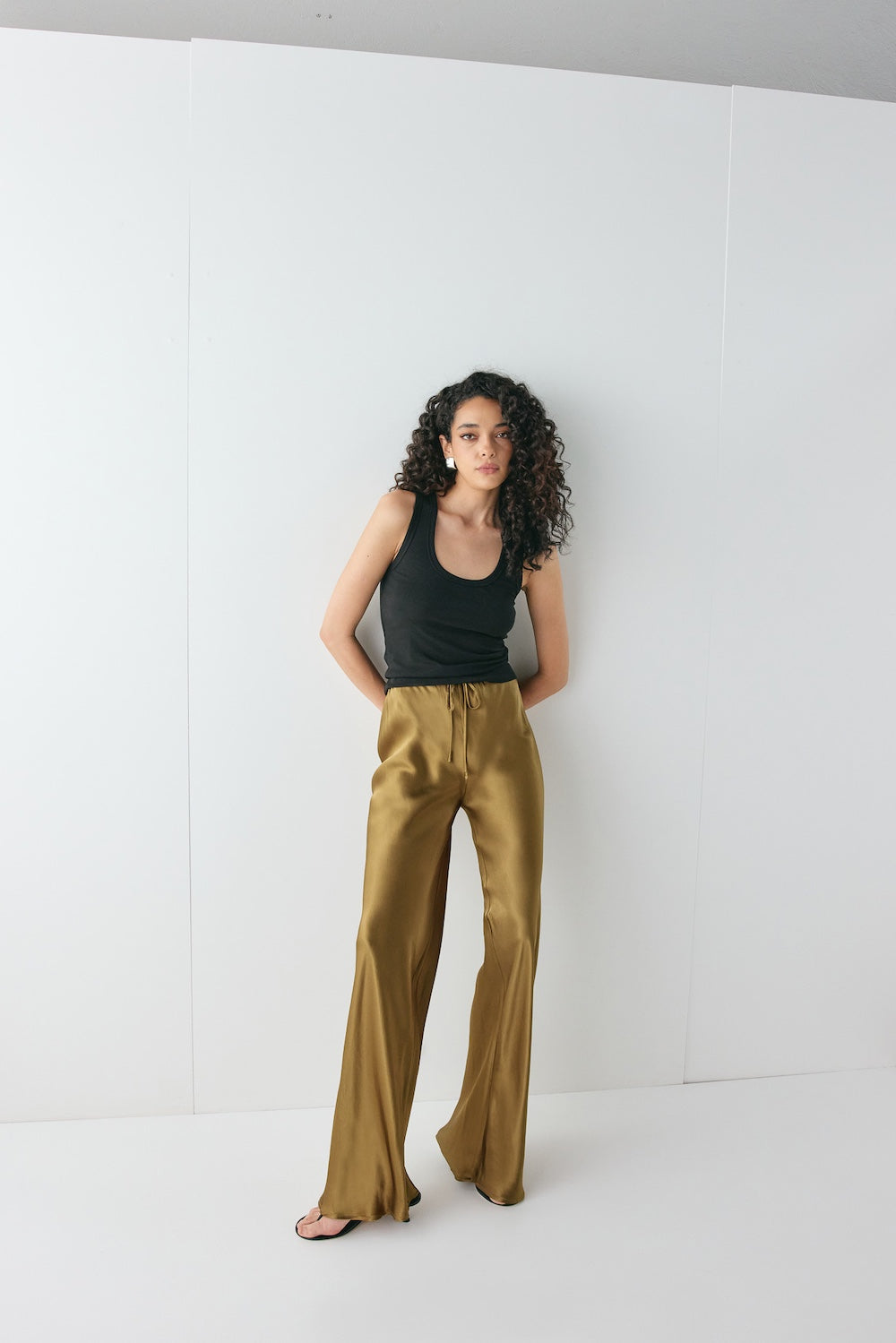 Rae Satin Pants Copper | VRG GRL on sale