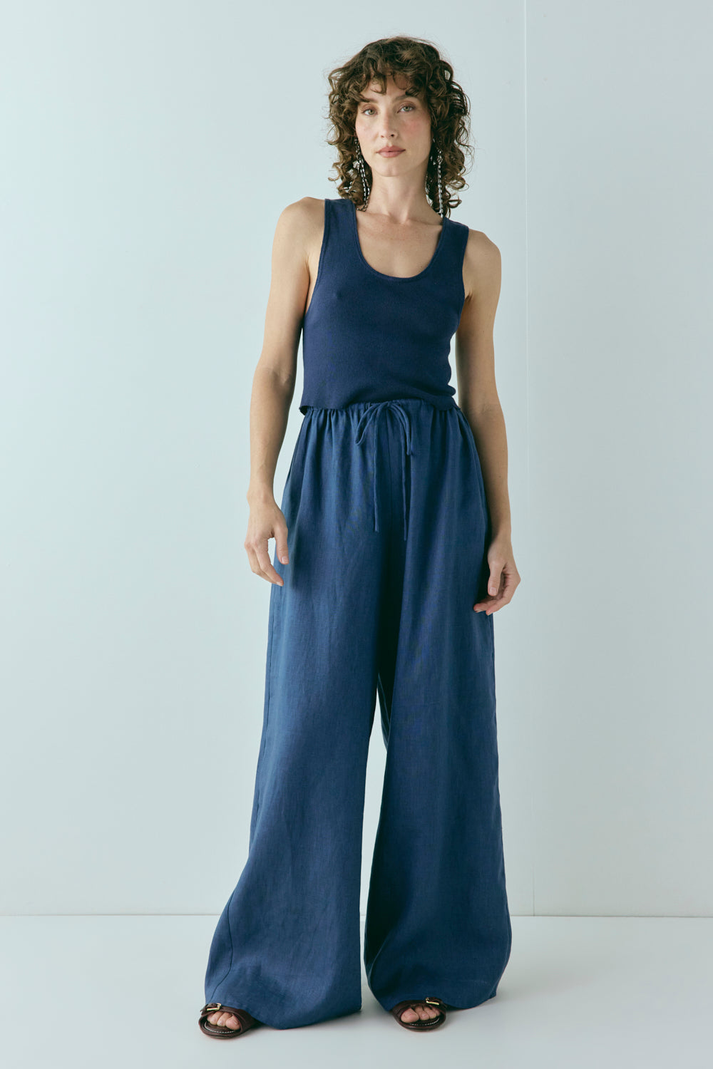 Raya Linen Pants Navy | VRG GRL US