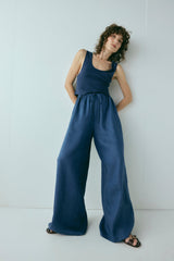 Raya Linen Pants Navy | VRG GRL US