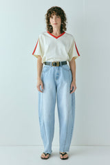 Nyra High Rise Barrel Denim Jeans Light Blue | VRG GRL discount