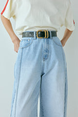 Nyra High Rise Barrel Denim Jeans Light Blue | VRG GRL discount
