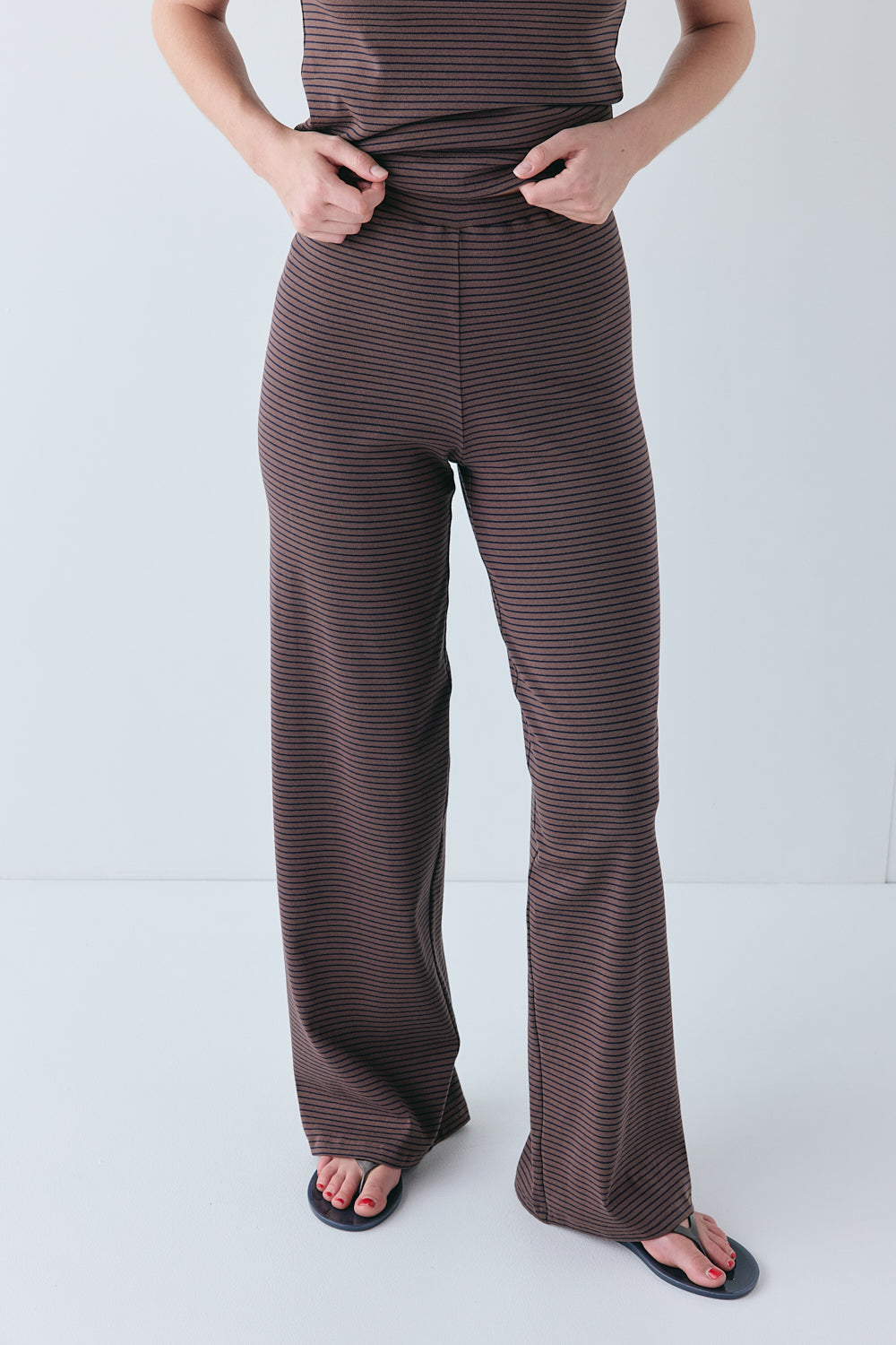 Macy Pants Brown Stripe | VRG GRL on sale