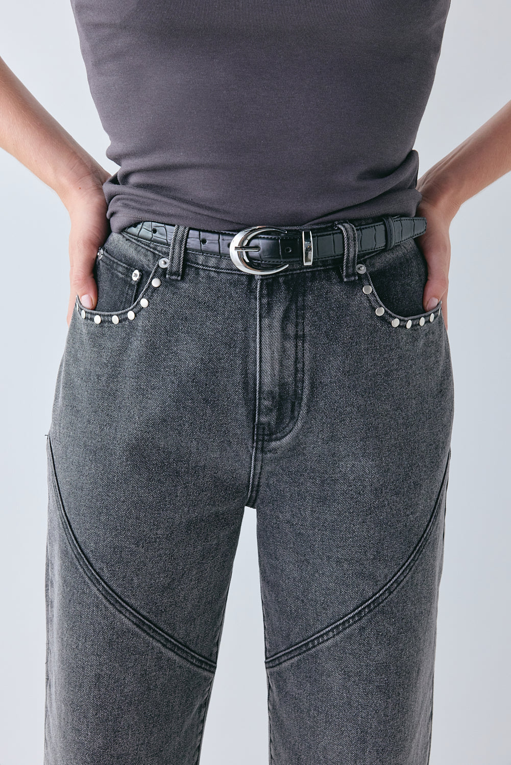 Pia High Rise Denim Jeans Washed Grey | VRG GRL discount