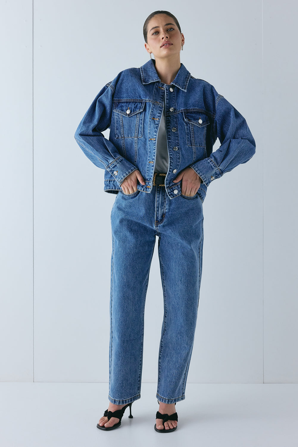 Lenah High Rise Denim Jeans Blue | VRG GRL for sale
