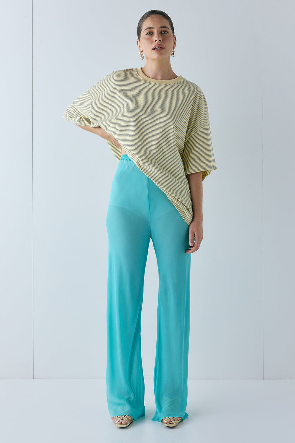 Remi Sheer Pants Aqua | VRG GRL US