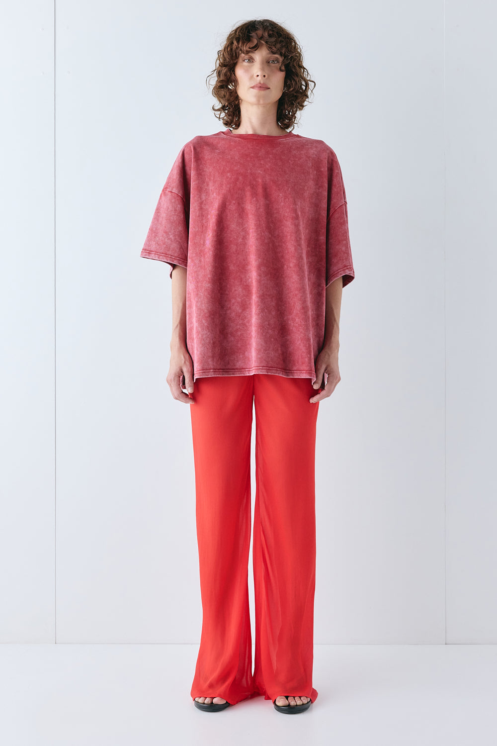 Remi Sheer Pants Red | VRG GRL online