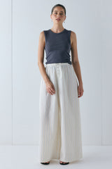 Drew Pants Cream Stripe | VRG GRL US