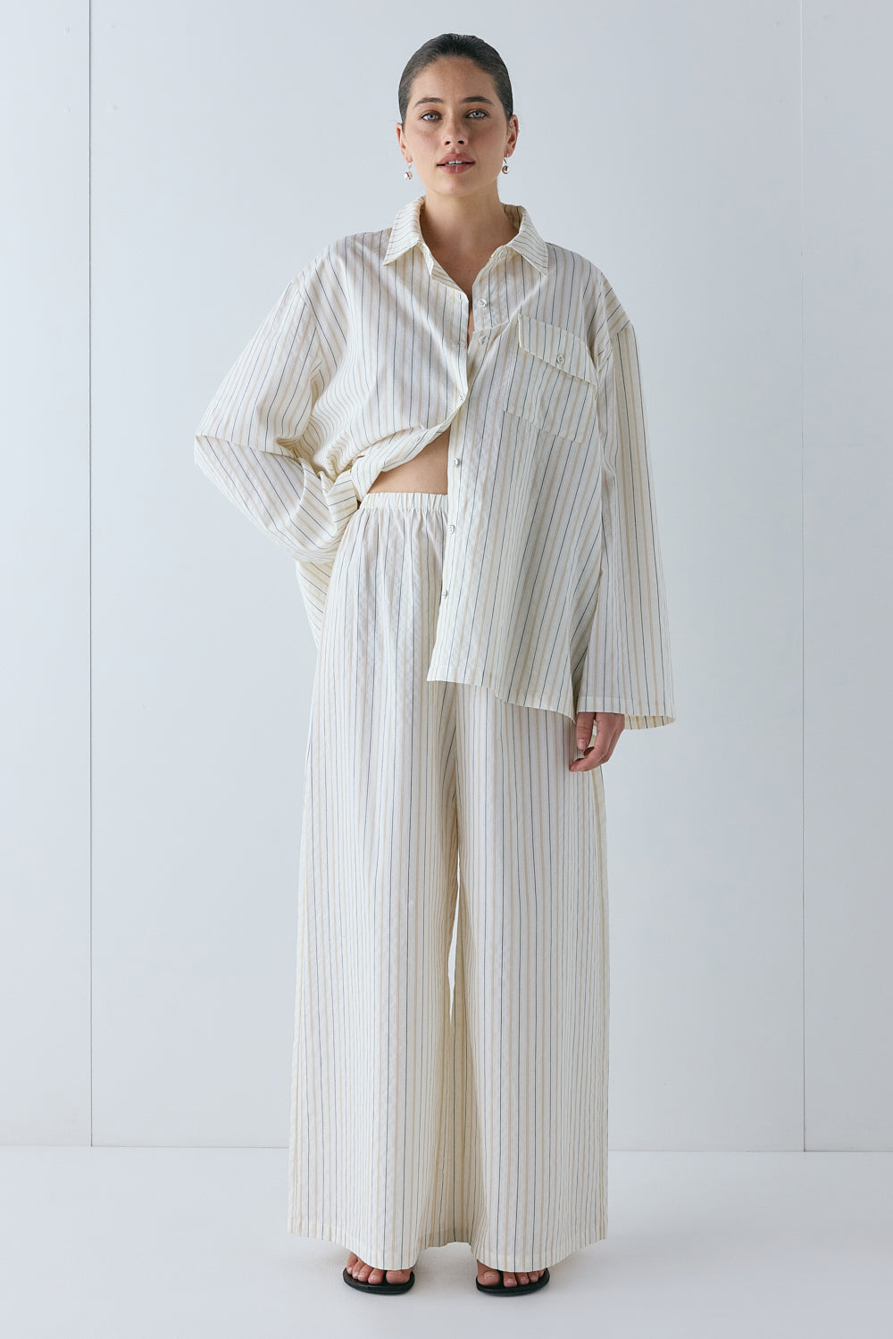 Drew Pants Cream Stripe | VRG GRL US