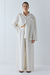 Drew Pants Cream Stripe | VRG GRL US
